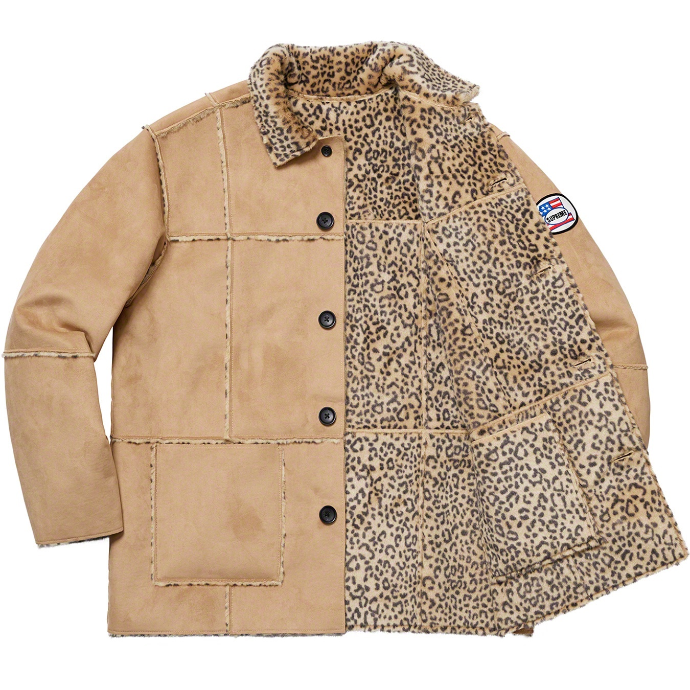 Reversible Faux Suede Leopard Coat view 5